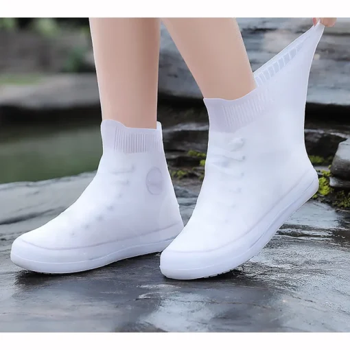 Outdoor Travel Midi Shoe Covers Waterproof Rain Boot Shoe Cover with Reflector Reusable & Foldable PVC Rain Boots