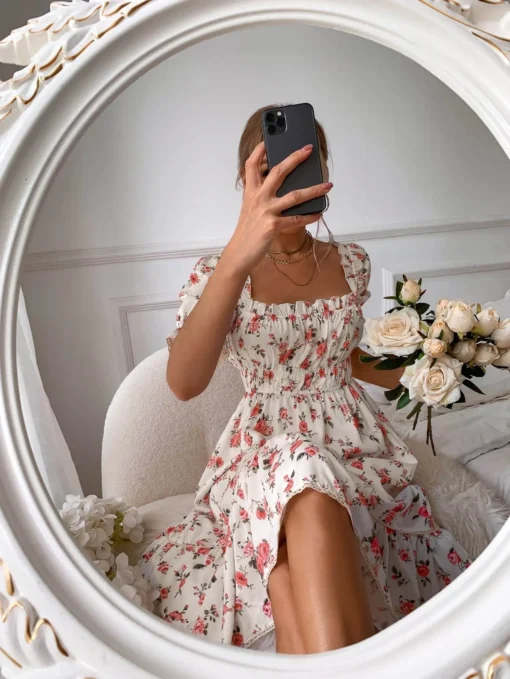 OEM/ODM 2024 New Arrivals Elegant Women Dresses Floral Casual Dress custom clothing korean clothes dress - Image 2