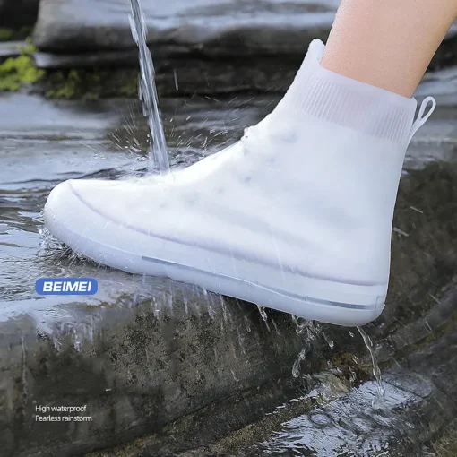 Outdoor Travel Midi Shoe Covers Waterproof Rain Boot Shoe Cover with Reflector Reusable & Foldable PVC Rain Boots - Image 6