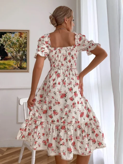 OEM/ODM 2024 New Arrivals Elegant Women Dresses Floral Casual Dress custom clothing korean clothes dress - Image 3