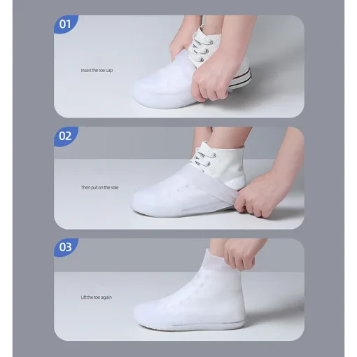 Outdoor Travel Midi Shoe Covers Waterproof Rain Boot Shoe Cover with Reflector Reusable & Foldable PVC Rain Boots - Image 4