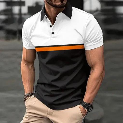 OEM Fashionable Top Quality Polo Shirts T-shirt Street Golf Custom Logo Casual Embroidery Brand Sportswear Men's Polo Shirts - Image 3