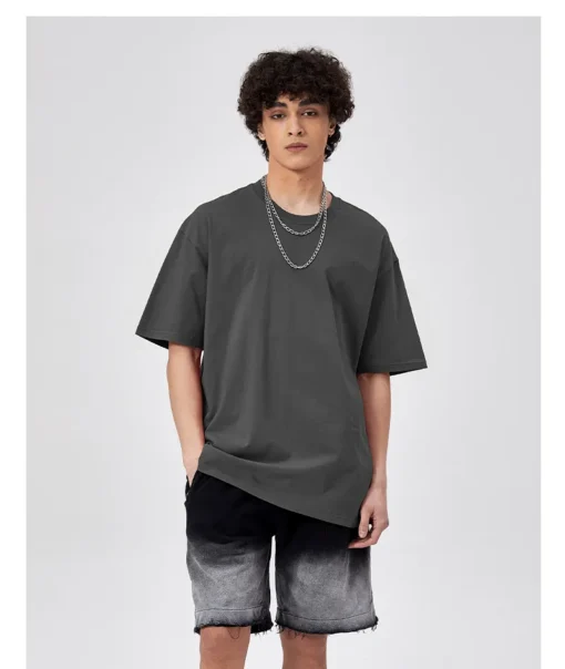 Multiple Colors Summer Loose Blank Oversized Men T Shirt Cotton Heavy T Shirt Oversize Man - Image 3