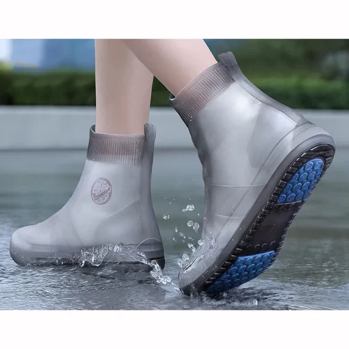 Outdoor Travel Midi Shoe Covers Waterproof Rain Boot Shoe Cover with Reflector Reusable & Foldable PVC Rain Boots - Image 3