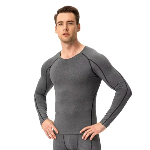 Men's Compression Shirt with Long Sleeves Athletic Rash Guard Base Layer Undershirt dry quick T-Shirt for Workout