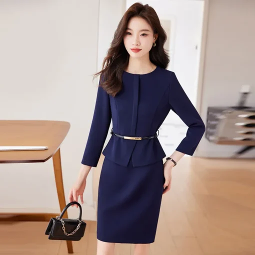 Professional suit women's long sleeved fashion dress temperament work clothes Front desk dress Manager work clothes - Image 5