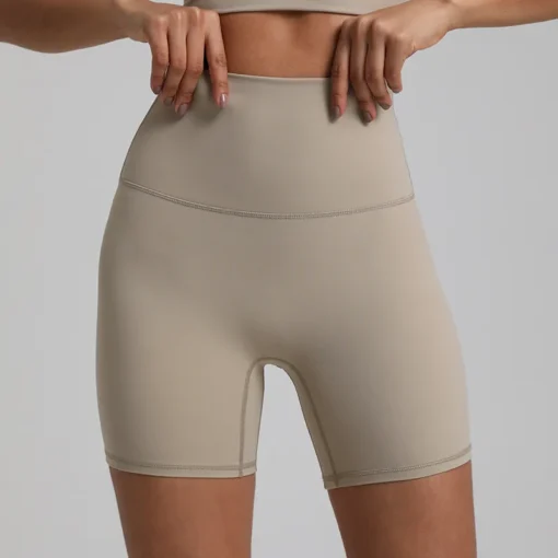 No Front Seam Butt Lift Hot Shorts Cross V Waistband Running Sports Shorts Short Gym Fitness Leggings Yoga Shorts For Women - Image 3