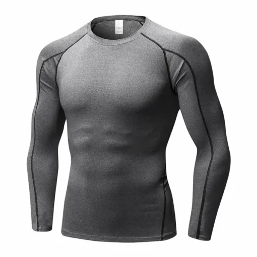 Men's Compression Shirt with Long Sleeves Athletic Rash Guard Base Layer Undershirt dry quick T-Shirt for Workout - Image 3